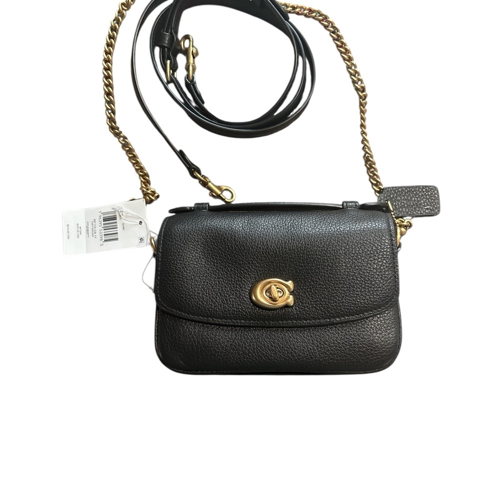 Coach Black Pebbled Leather Crossbody with Gold Hardware